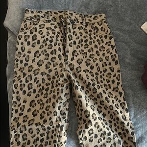 Leopard Print High-Waisted Pants